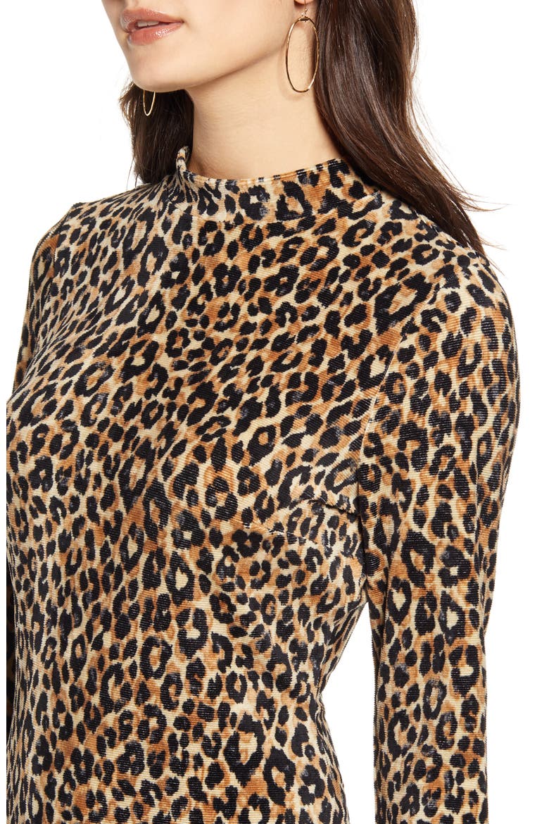 Mock Neck Body-Con Dress, Alternate, color, CREAM BLACK