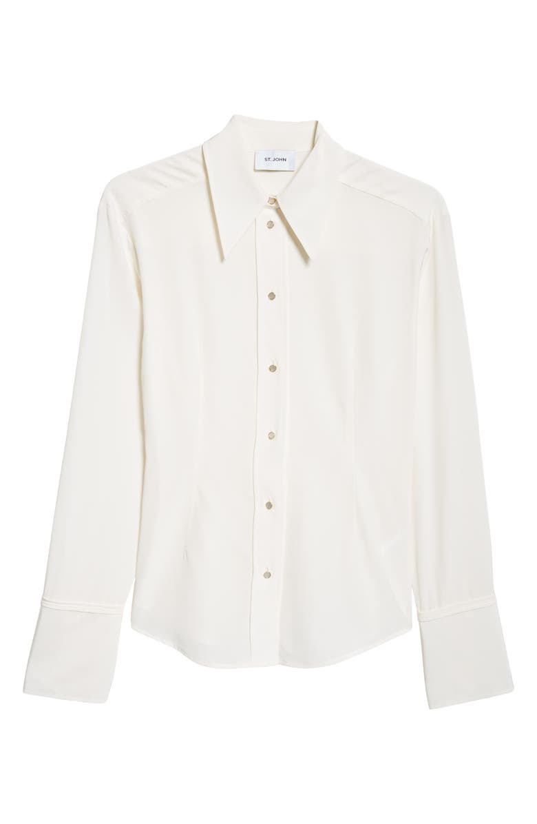 ST. JOHN Silk Crêpe de Chine Button-Up Shirt, Alternate, color, 