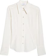 ST. JOHN Silk Crêpe de Chine Button-Up Shirt