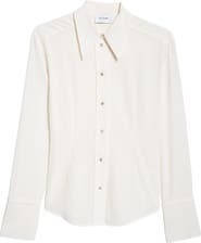 ST. JOHN Silk Crêpe de Chine Button-Up Shirt