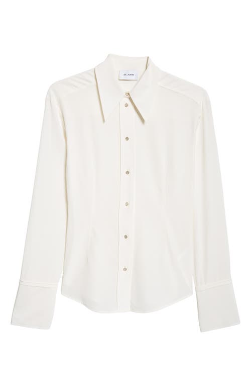 St John Silk Crepe De Chine Blouse In Ivory