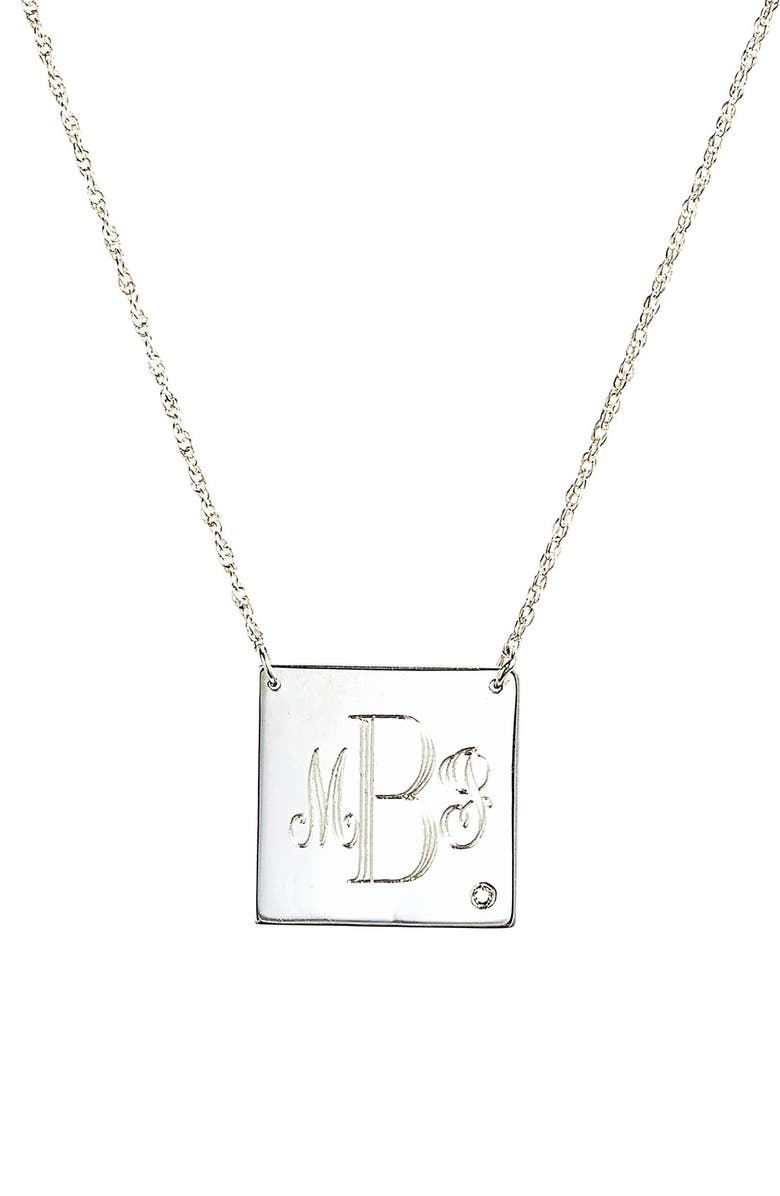 Jane Basch Designs Diamond & Personalized Monogram Pendant Necklace, Main, color, 