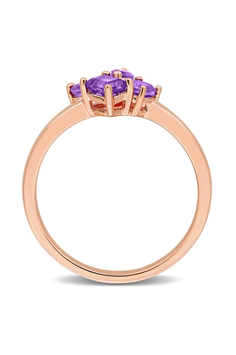 Gemstone Cluster Ring in Plated Sterling Silver, Alternate, color, Amethyst/Rose-Plated