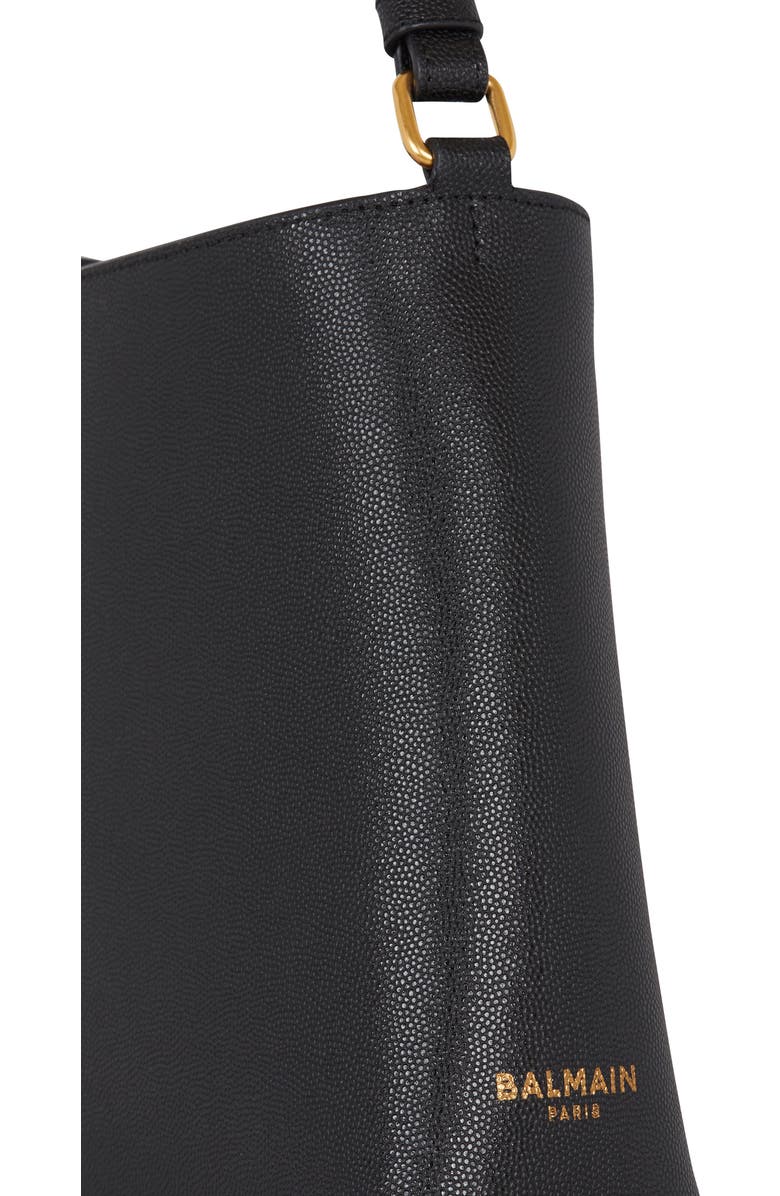 Balmain Emblem Crest Button Leather Shoulder Bag, Alternate, color,