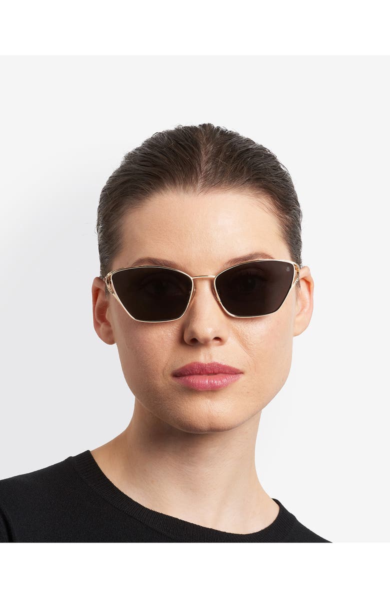 Stuart Weitzman 59mm Cat Eye Sunglasses, Alternate, color, Gold/ Grey