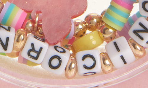 Capelli New York Kids' 13-piece Unicorn Vibes Beaded Ring & Bracelet Set In Pink