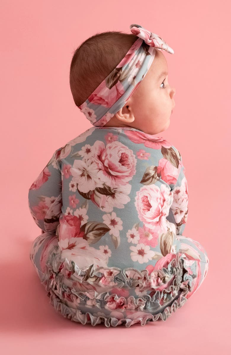 Posh Peanut Ruffle Fitted Footie Pajamas, Alternate, color, 