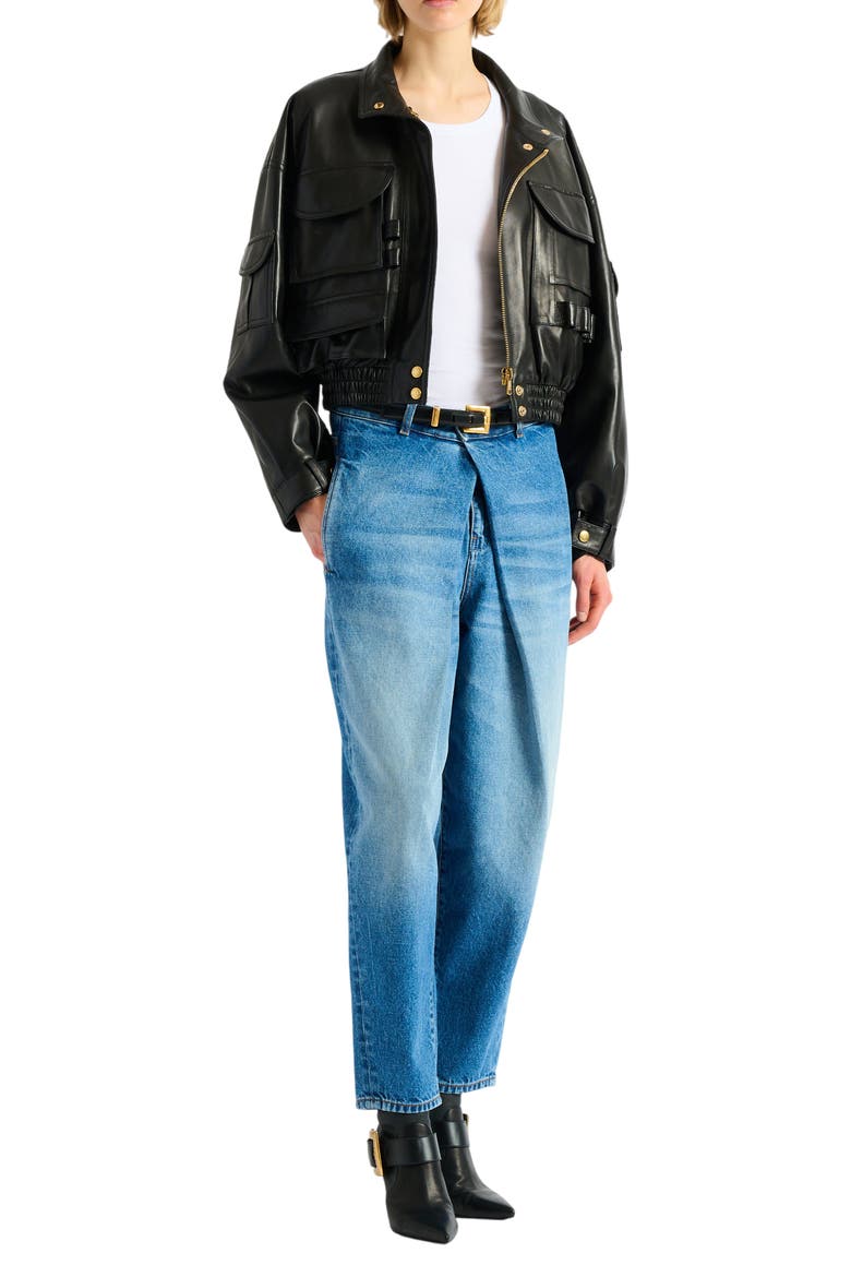 Lambskin bomber jacket, Alternate, color, black