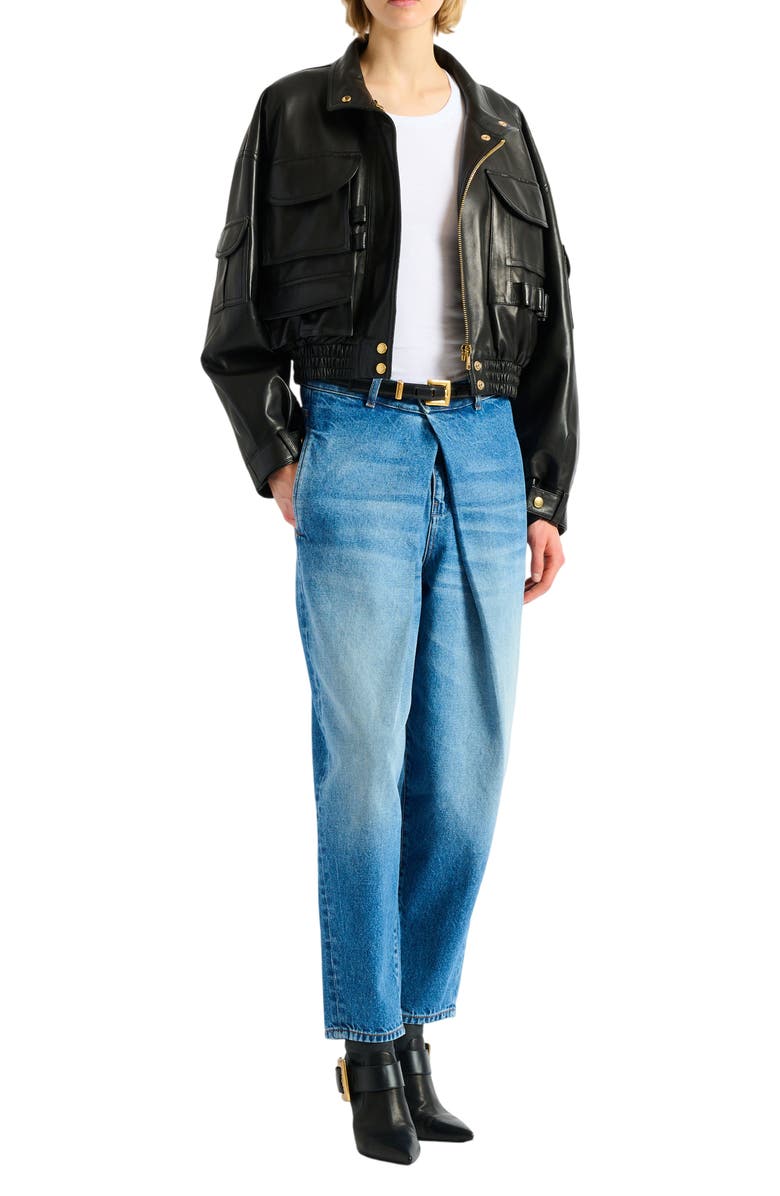 Balmain Lambskin bomber jacket, Alternate, color, Black