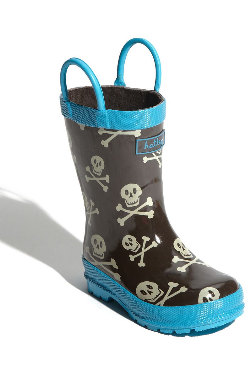 Hatley Skull Print Rain Boot, Main, color,