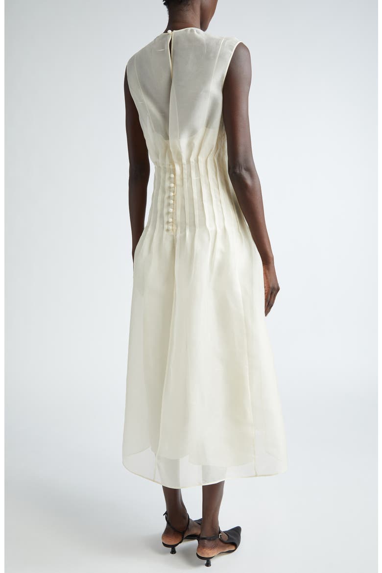 Wes Pintuck Sleeveless Shantung Organza Dress, Alternate, color, BONE