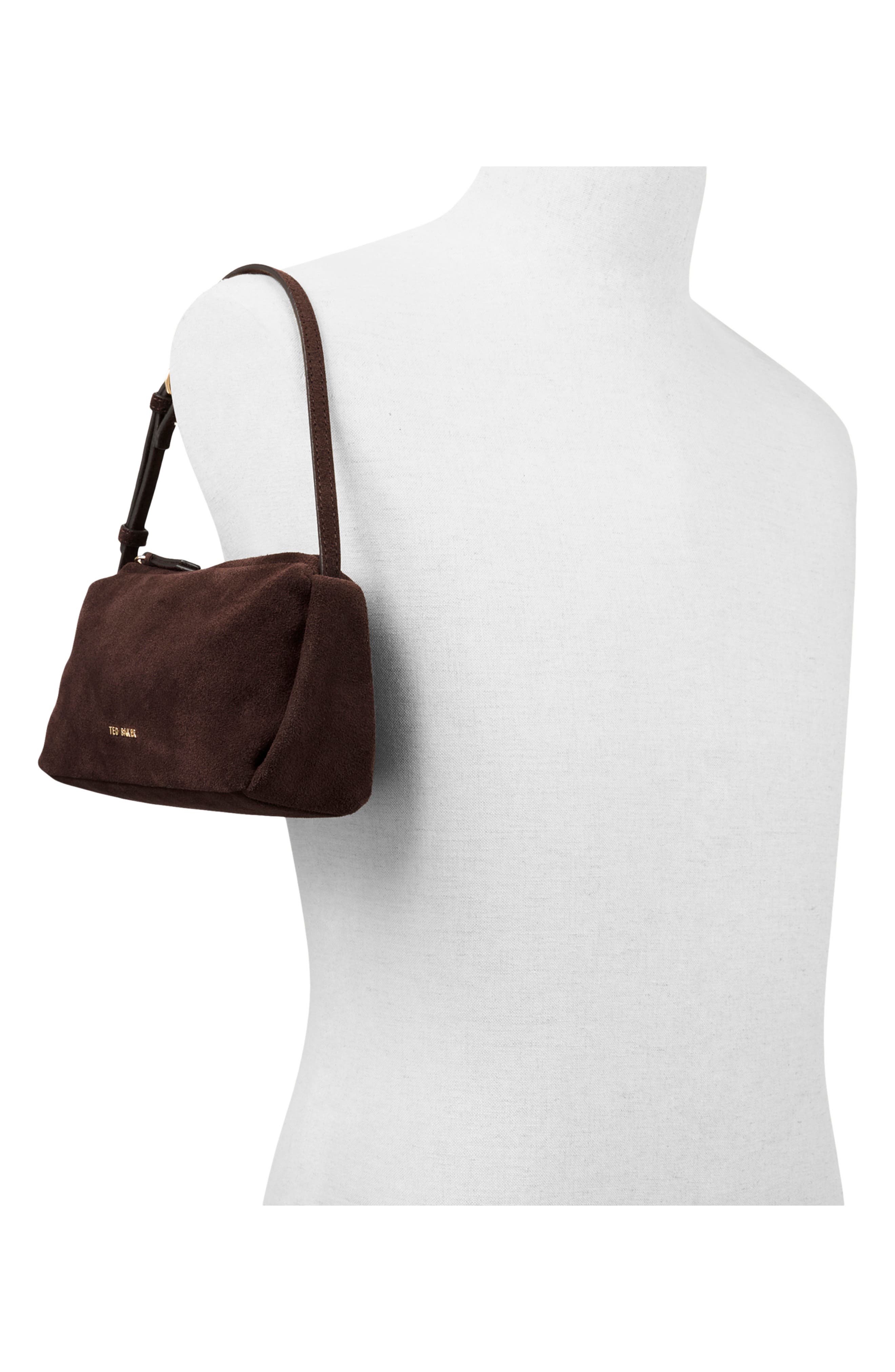 Ted Baker Nicki Suede Shoulder Bag, Alternate, color, Espresso Suede