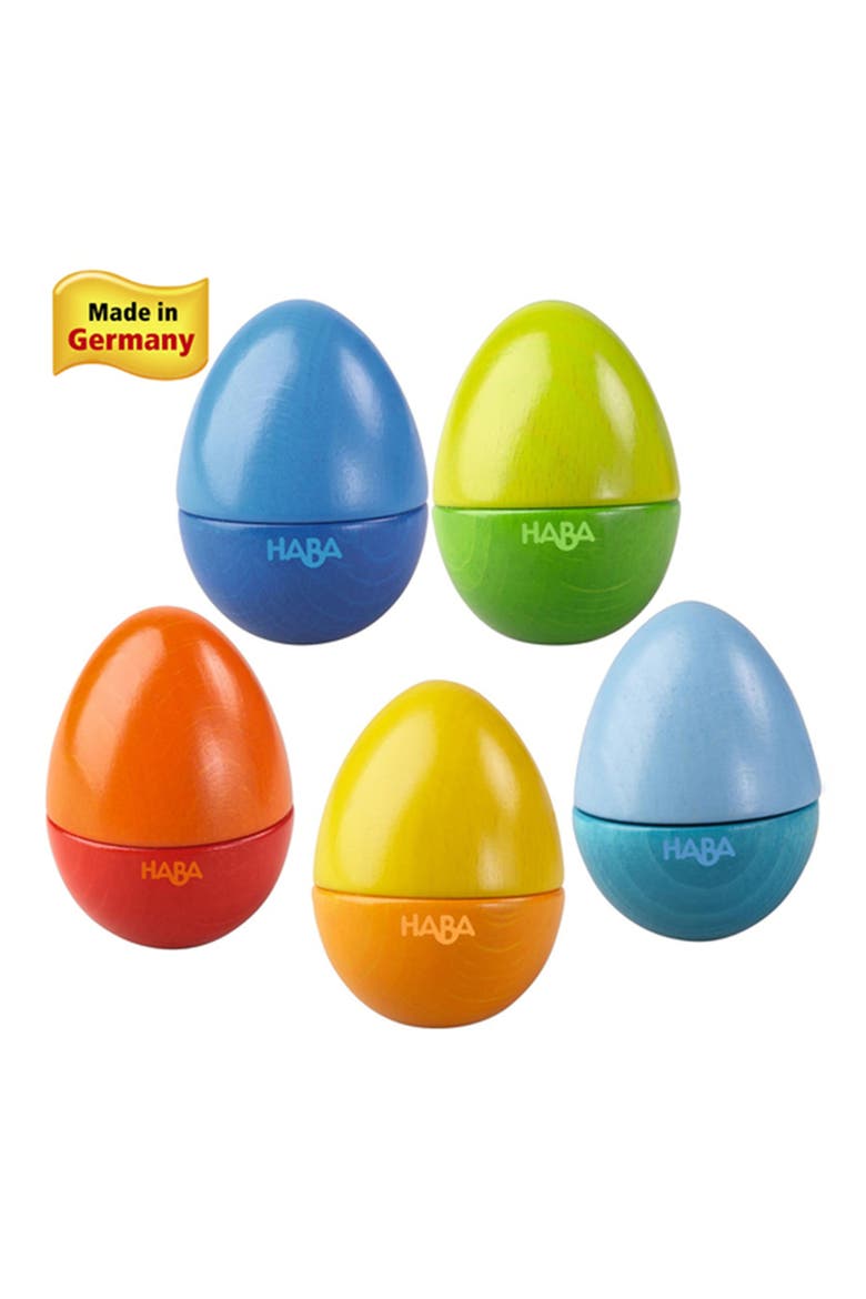 Fun with Sounds Wooden Eggs Montessori Toys, Main, color, YELLOW/ GREEN. RED AND BLUE