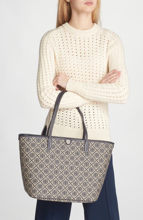Tory Burch T Monogram Zip Tote In Tory Navy