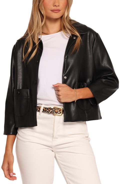 Evora Crop Faux Leather Jacket