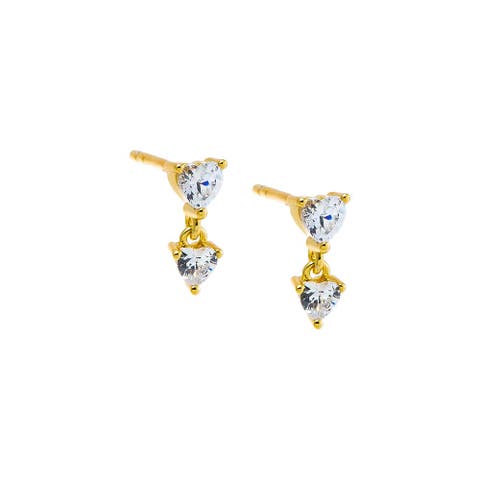 CZ Double Heart Stud Earring