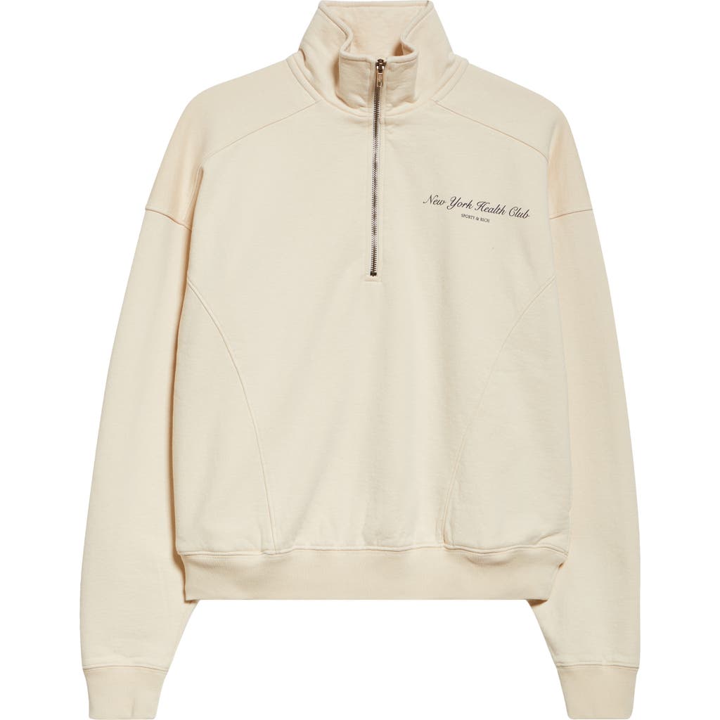 Sporty And Rich Sporty & Rich Ny Health Club Quarter Zip Pullover In Cream
