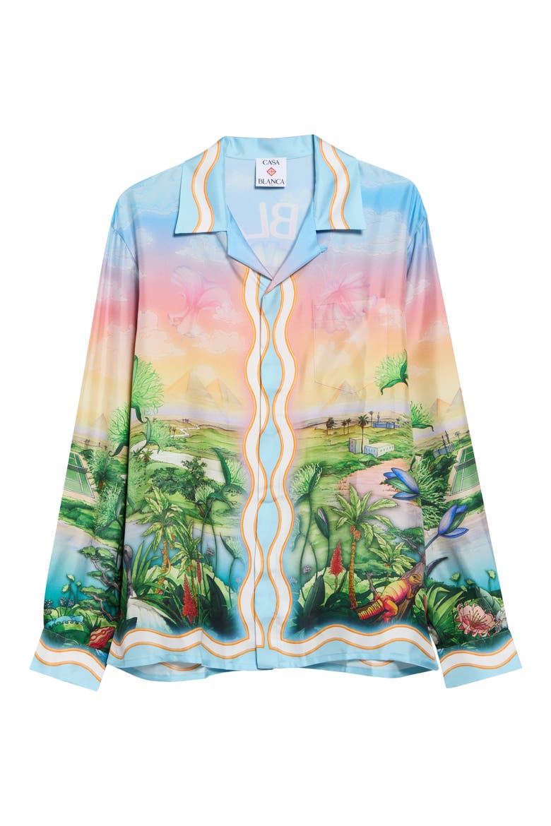 Tennis Club Long Sleeve Silk Twill Camp Shirt, Main, color, SILK TWILL