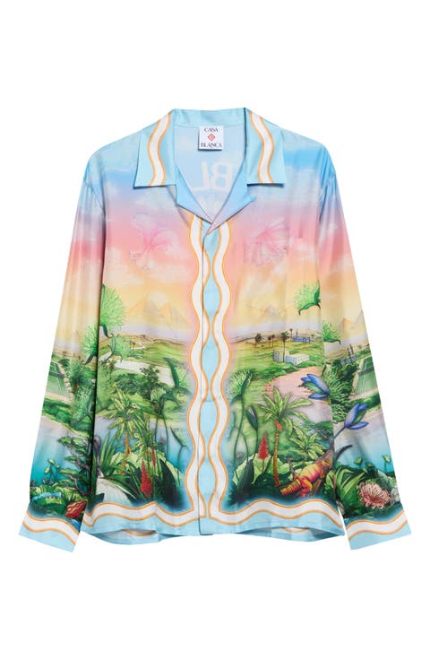 Tennis Club Long Sleeve Silk Twill Camp Shirt