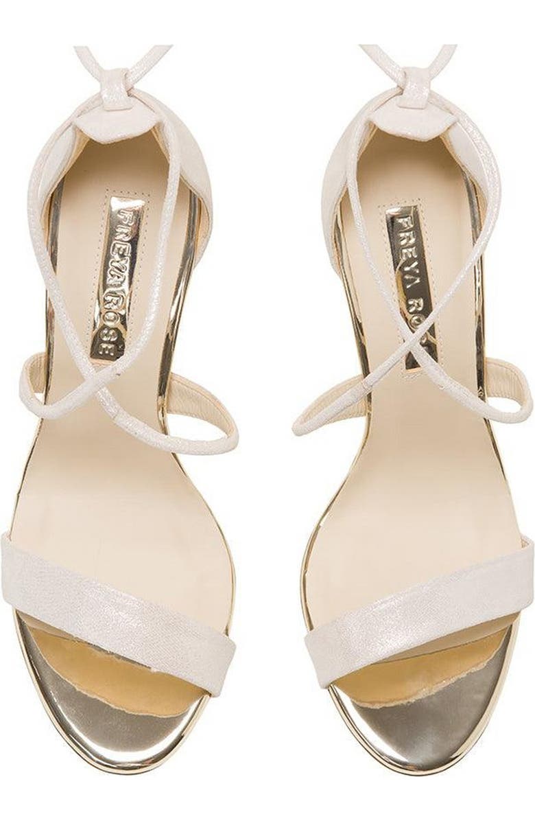 Freya Rose Flora Ankle Strap Pearl Heel Sandal, Alternate, color, Ivory