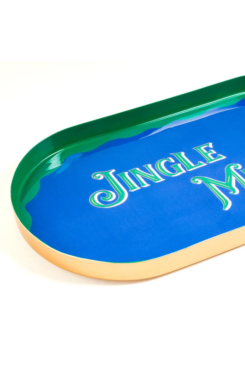 Nanpur Patterned Oval Metal Decorative Tray Curated Decor, Alternate, color, Blue