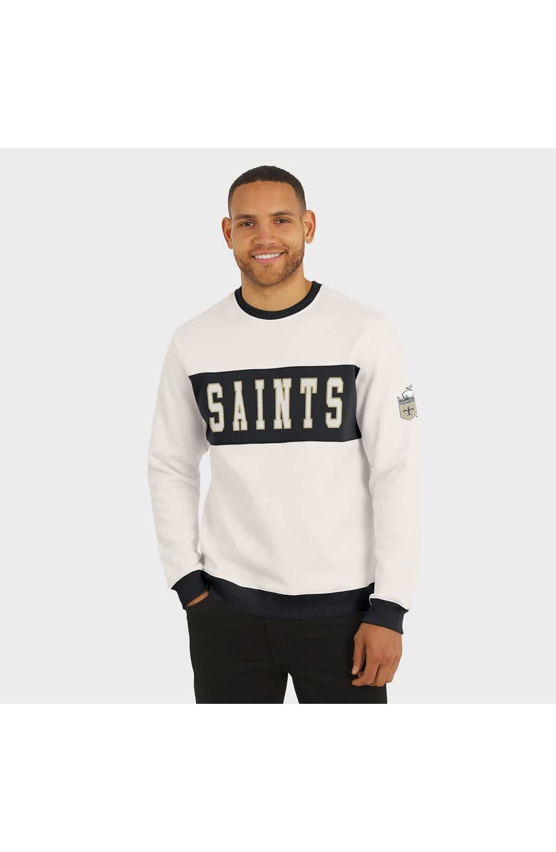 Darius Rucker Collection by Fanatics Men's Darius Rucker Collection by Fanatics Cream New Orleans Saints Colorblock Pullover Sweatshirt, Alternate, color,
