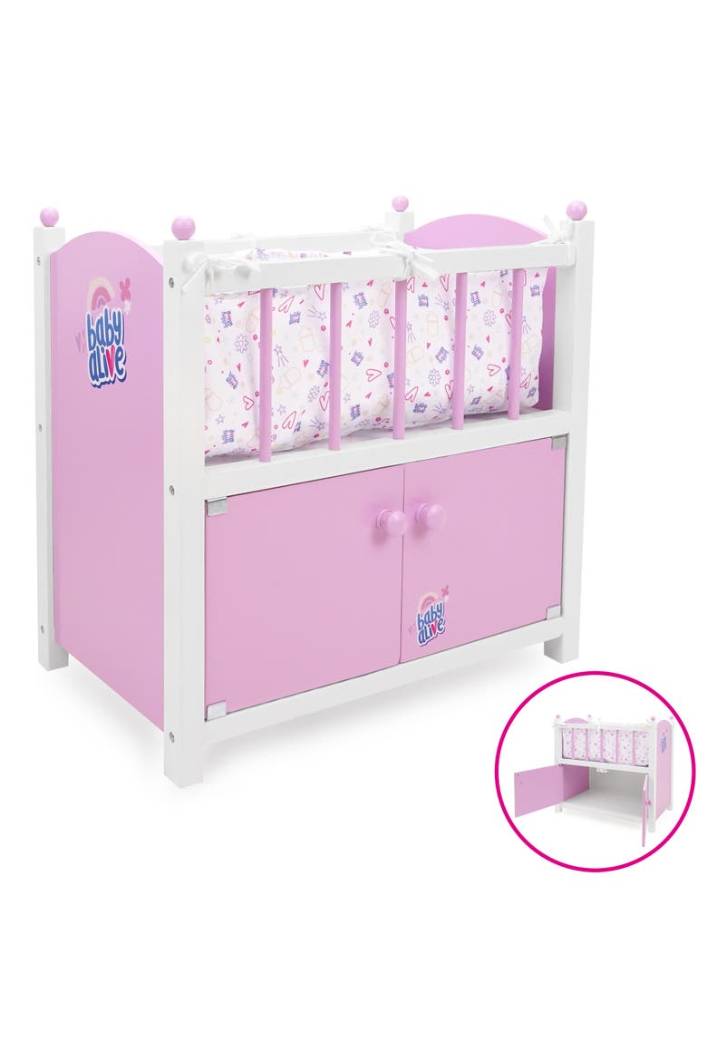 Baby Alive 2-In-1 Wooden Doll Crib, Alternate, color, Multicolored