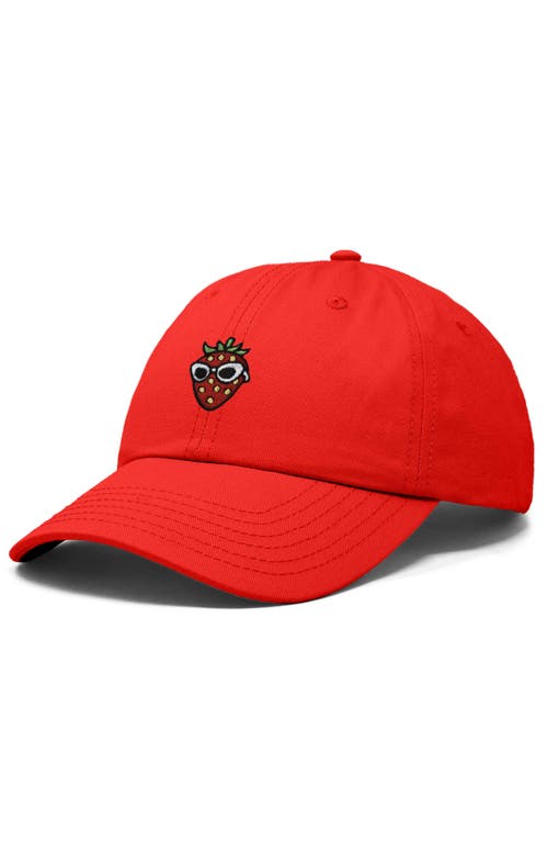 Dalix Strawberry Embroidered Casual Cap In Red