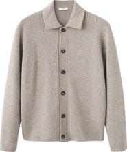 MANGO Rib Collar Cardigan
