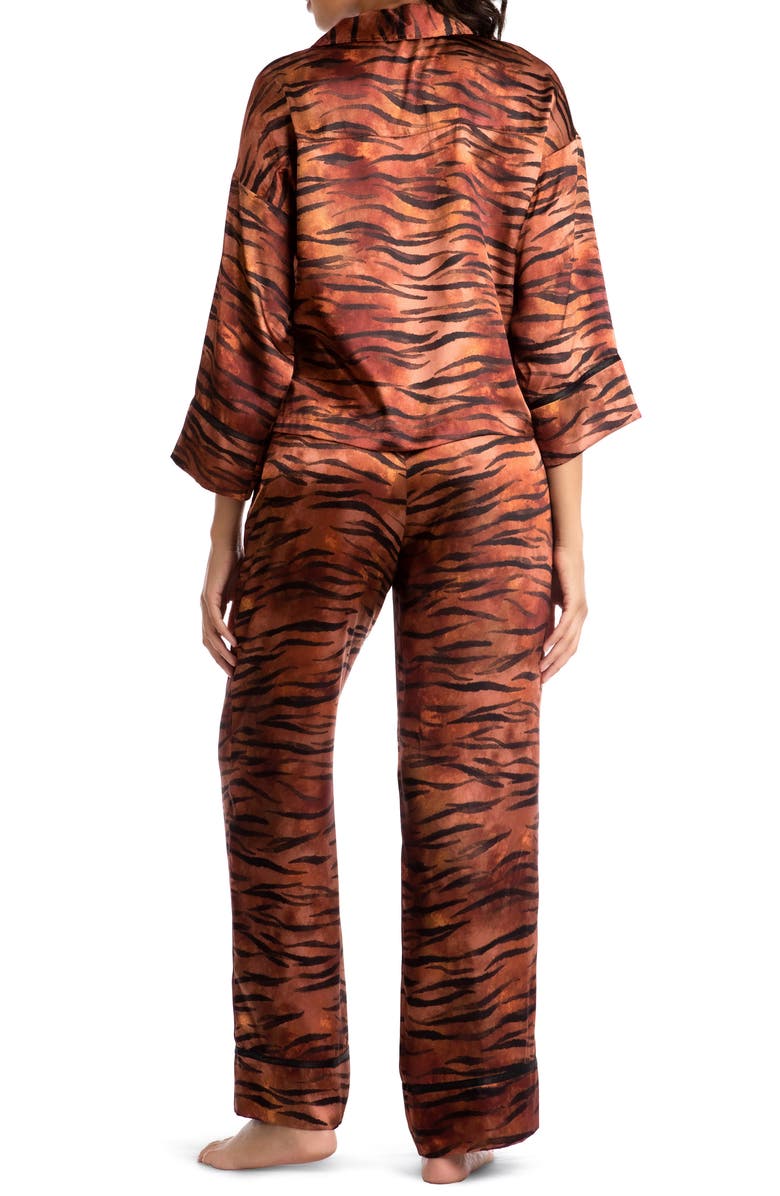 Midnight Bakery Tiger Print Satin Pajamas, Alternate, color,