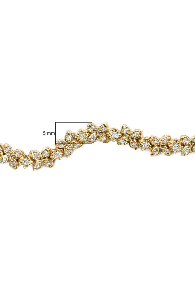 18K Yellow Gold Plated Silver 1/4 Ctw Diamond Marquise Shaped Link Bolo Bracelet, Alternate, color, Yellow