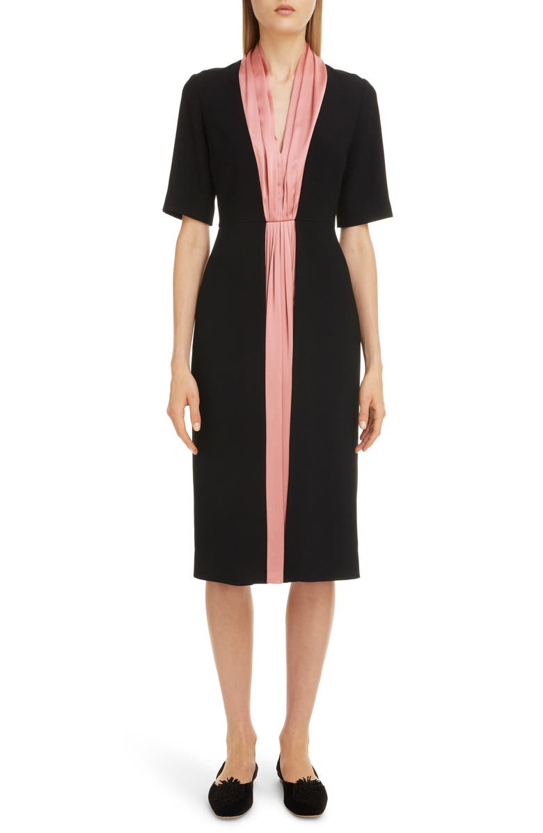 Roksanda Contrast Silk Stripe Midi Dress, Main, color, 