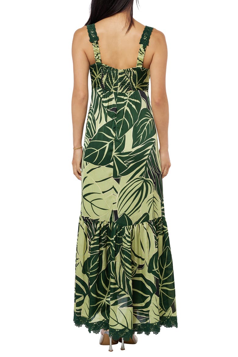 Kira Lace Trim Print Maxi Dress, Alternate, color, GREEN MULTI