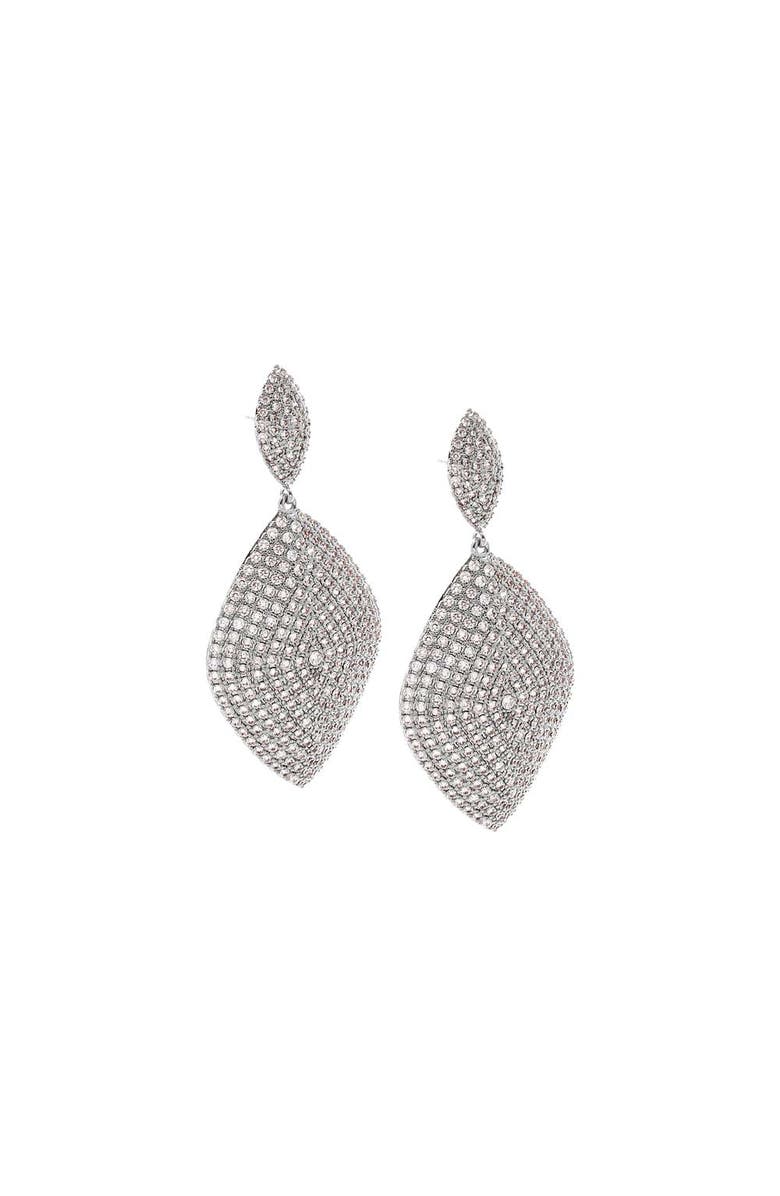 BY ADINA EDEN Bold Geometric Pave CZ Drop Earring, Main, color, Silver