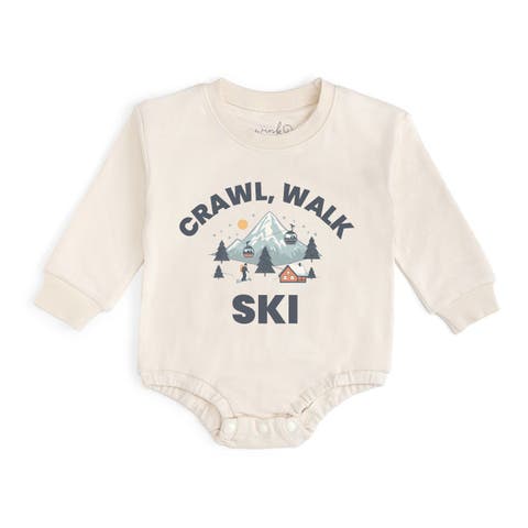Crawl, Walk, Ski Long Sleeve Romper (baby)