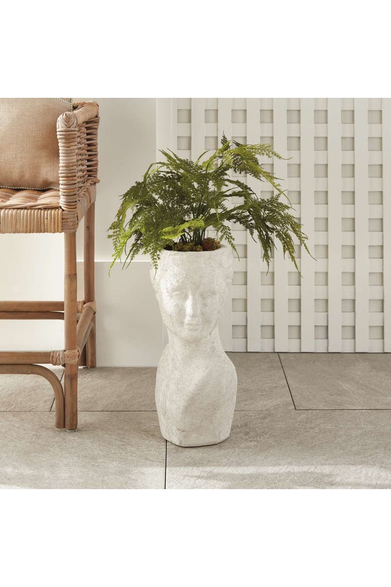 Weathered Garden Female Bust Planter, Alternate, color, White