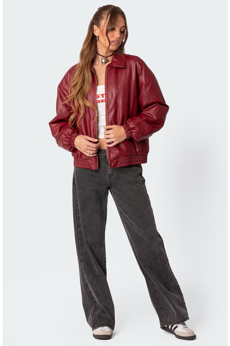 Halley Faux Leather Jacket, Alternate, color, BORDU