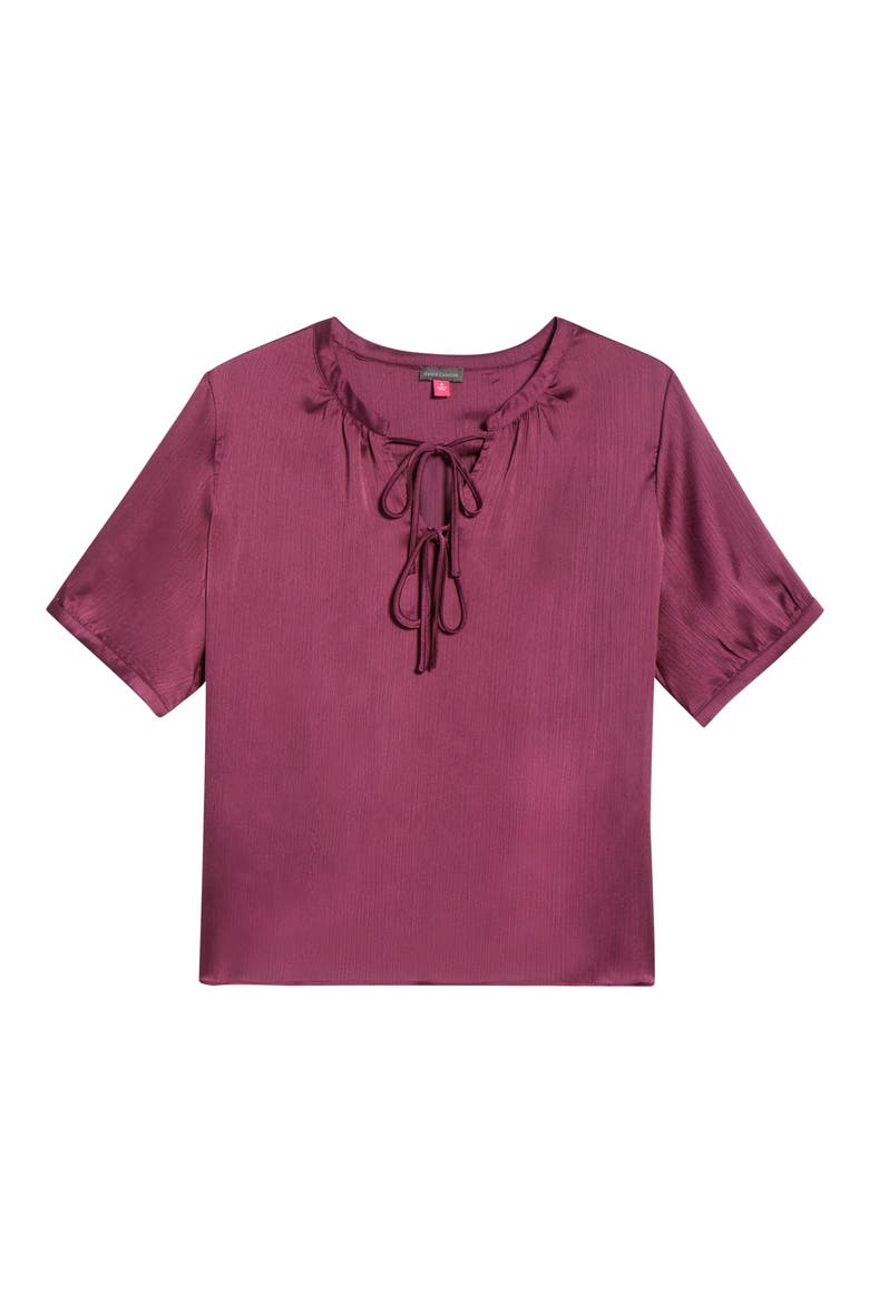 Tie Front Satin Top, Alternate, color, SWEET PLUM