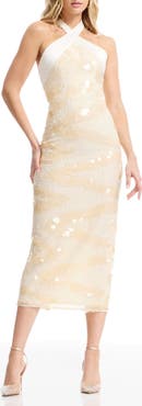 Dress the Population Amani Embellished Halter Cocktail Dress