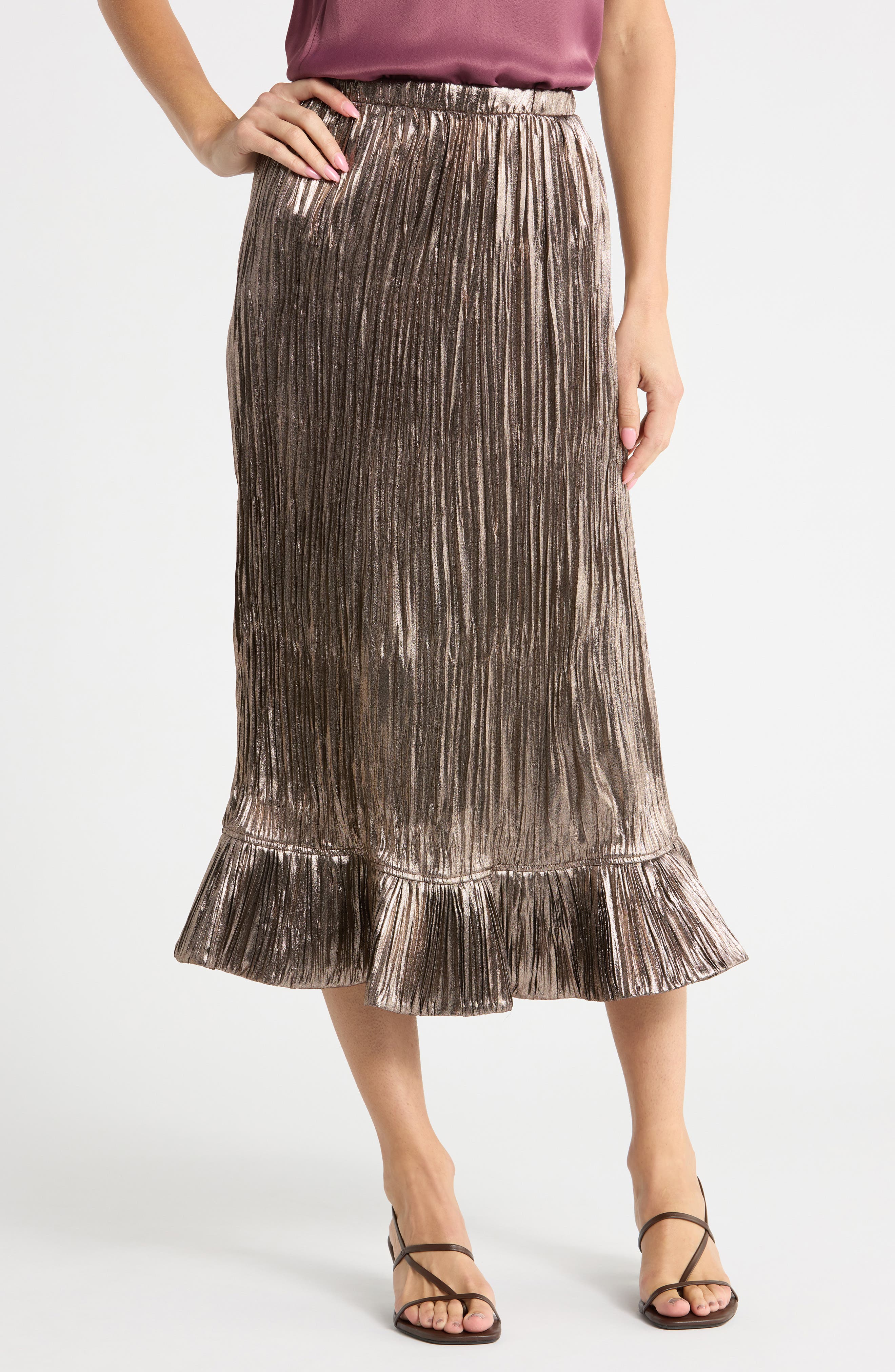 Roan Pleated Midi Skirt