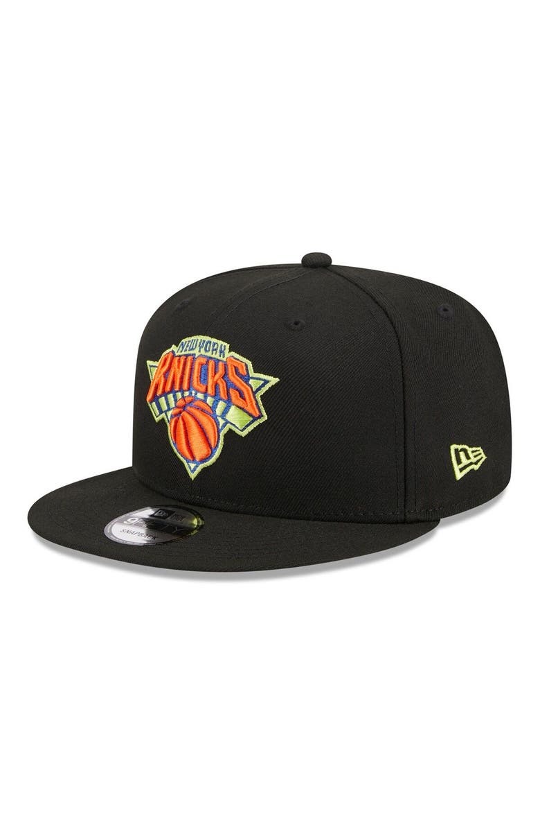 New Era Men's New Era Black New York Knicks Neon Pop 9FIFTY Snapback Hat, Alternate, color, 