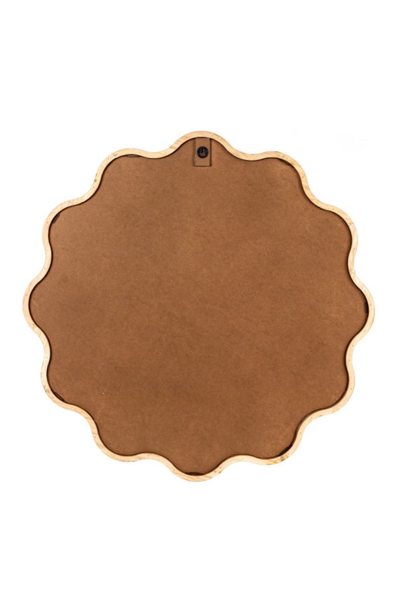 Storied Home Wavy Round Mirror with Scalloped Wooden Frame, Alternate, color, Natural