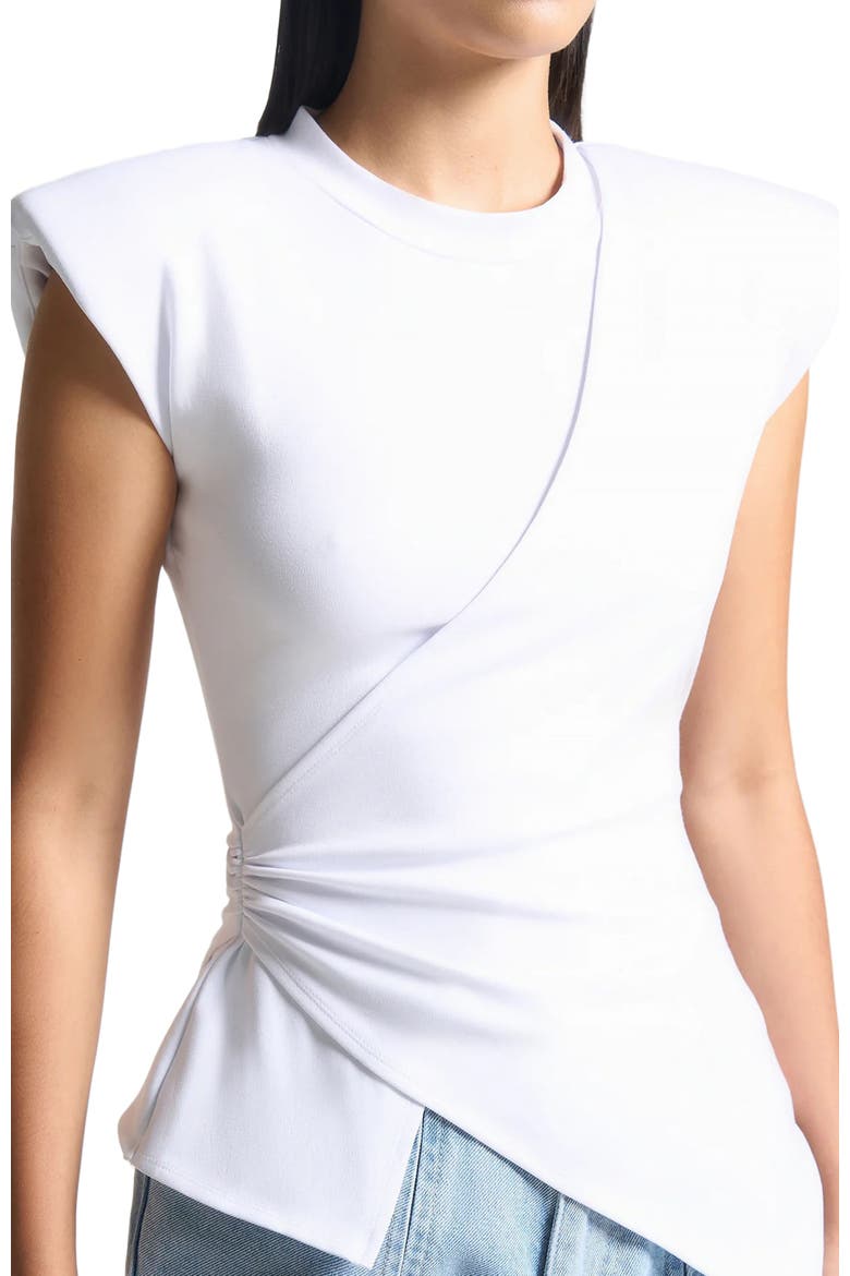Wide Shoulder Ruched Waist Top, Alternate, color, White