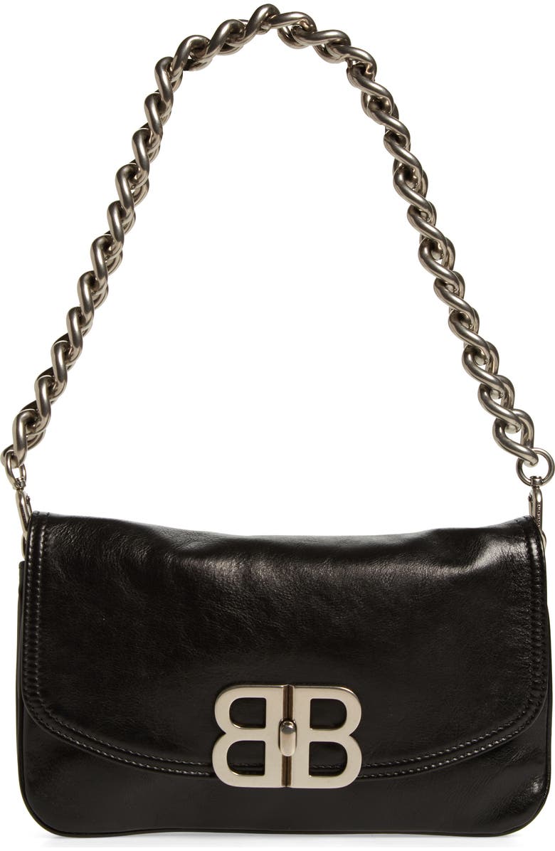 Balenciaga BB Soft Flap Leather Shoulder Bag, Main, color,