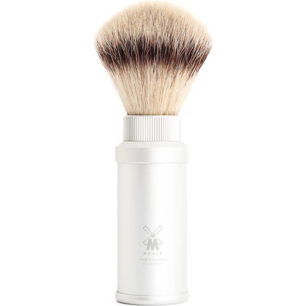 Mühle Travel Silver Anodized Aluminum Silvertip Fiber Travel Shaving Brush In Silver