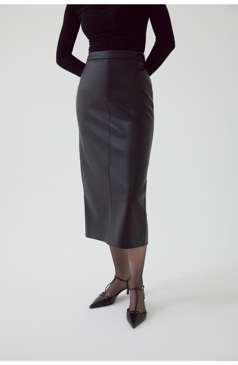 Exquise Alok Leather Skirt, Alternate, color, Black