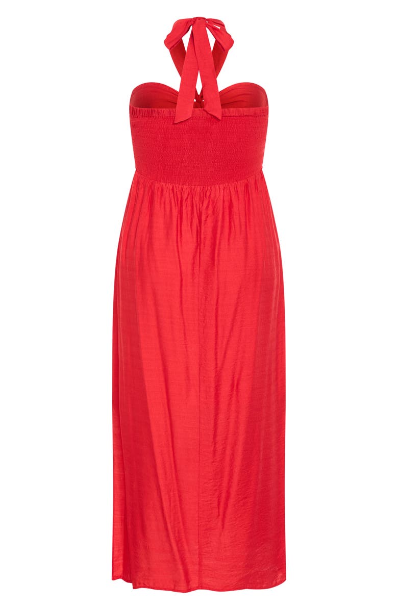 City Chic Peta Serene Convertible Strapless Maxi Dress, Alternate, color, Cherry Red