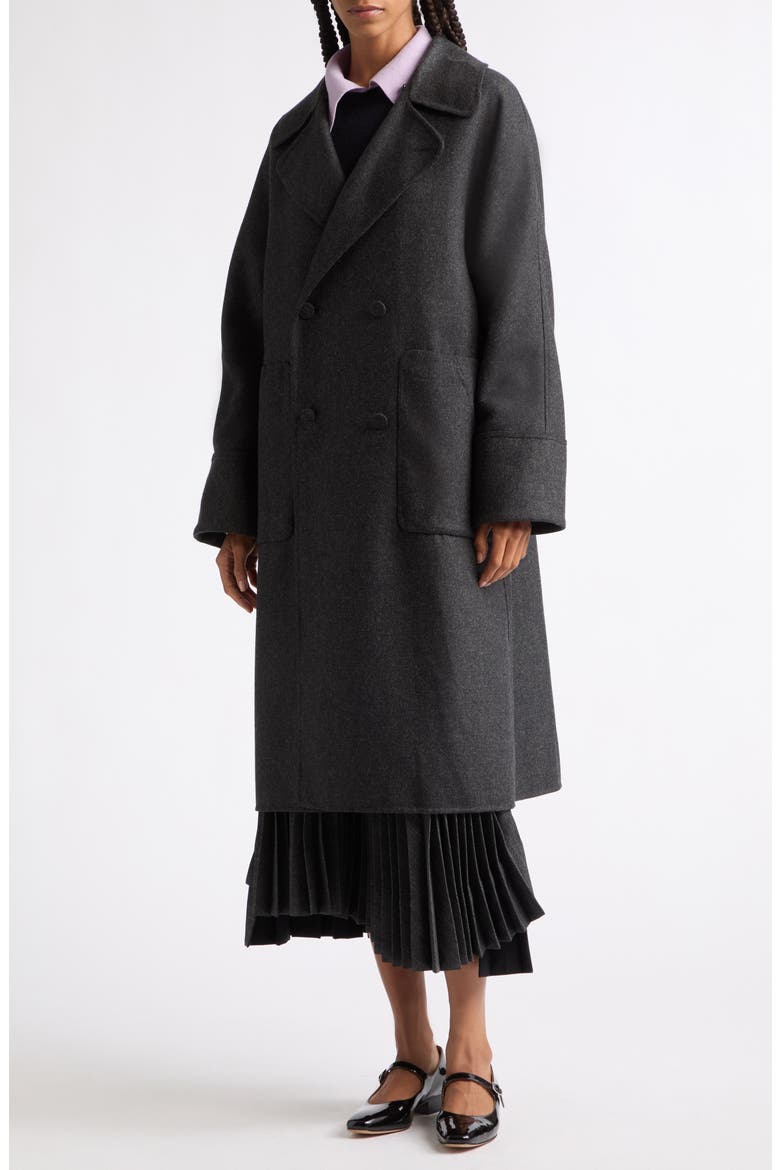 Sequined Collar Wool Blend Coat, Alternate, color, MELANGE BLACK / WHITE