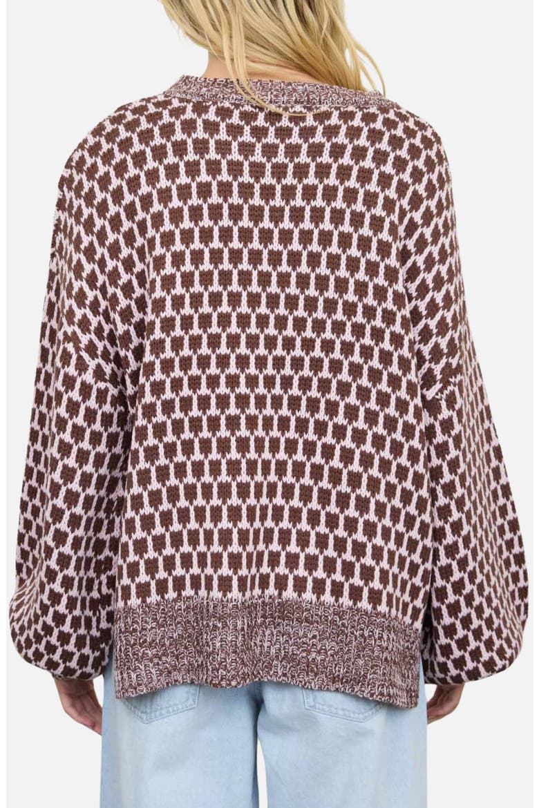 Geometric Pattern Relaxed Sweater, Alternate, color, PINK