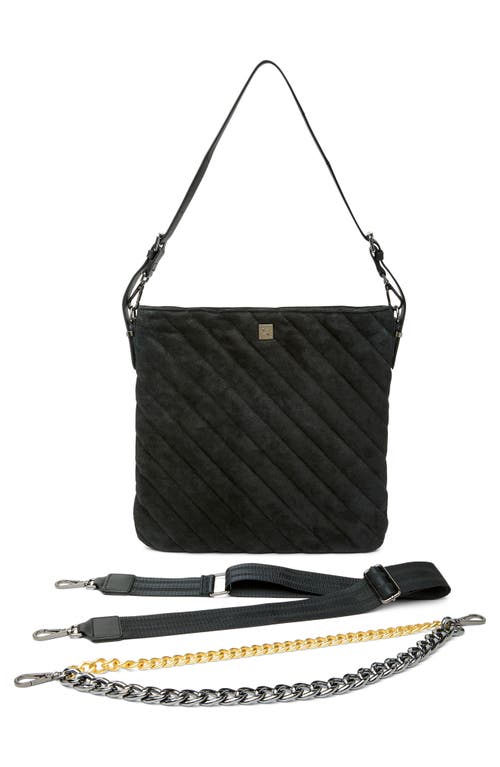 Think Royln Vip Quilted Suede Shoulder Bag In Black